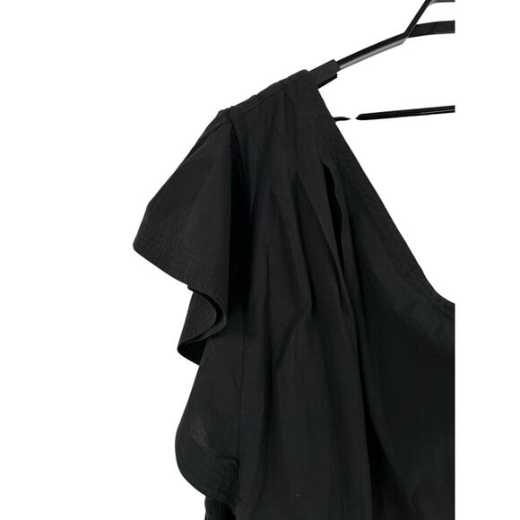 Madewell dress Brooke Midi One-Shoulder Tie Waist Cotton black size 22W - Picture 3 of 7